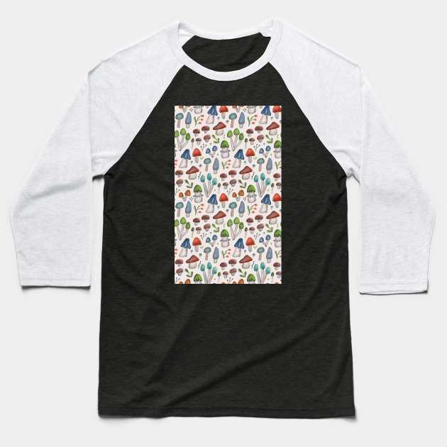 Watercolor mushrooms Baseball T-Shirt by kostolom3000